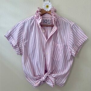 KMJ Quarantini Pink Striped Button-Up Blouse